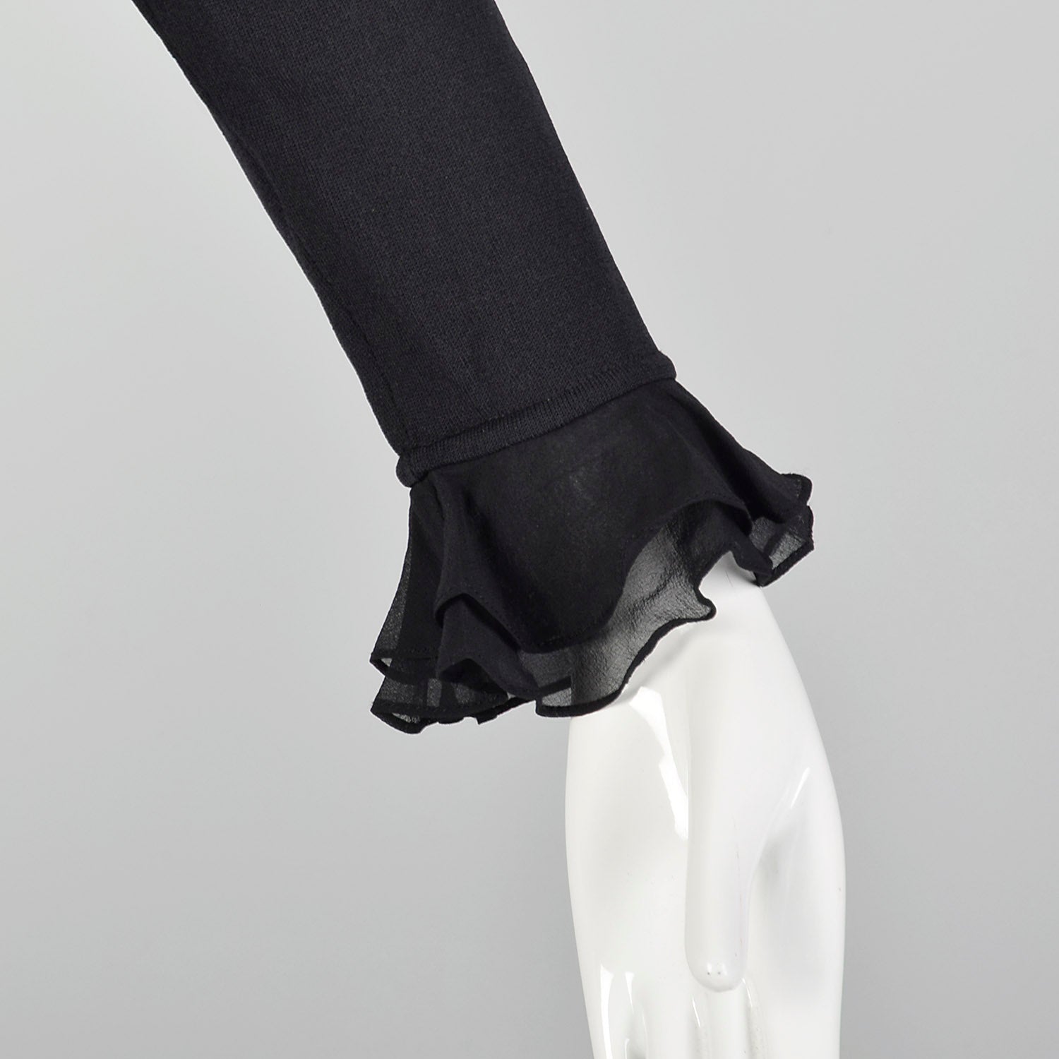 XS Black Long Sleeve Silk Knit Top