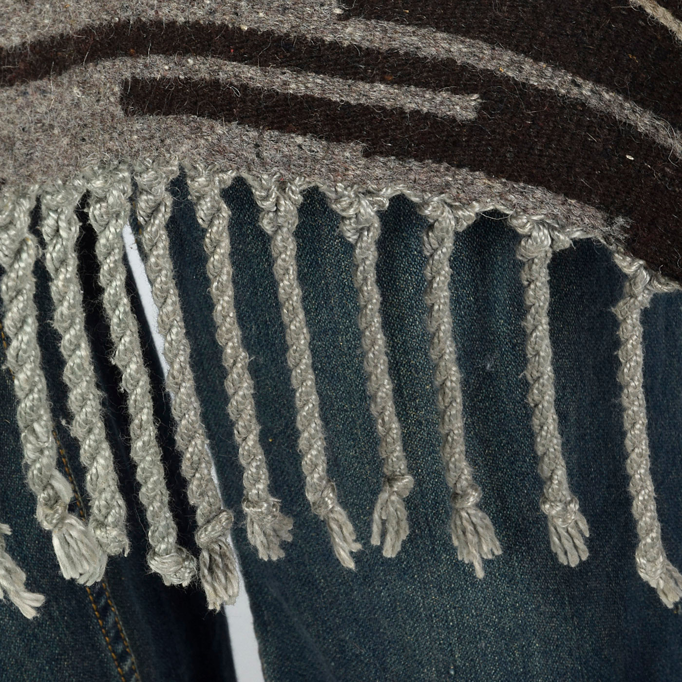 1970s Mens Mexican Wool Blanket Poncho