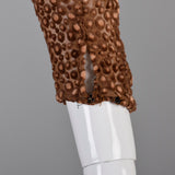 1920s Brown Silk Dress with Lace Trim