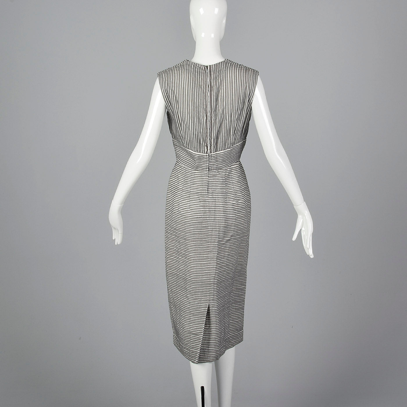 1960s Gray Textured Stripe Dress with Matching Jacket