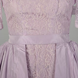 XL 1950s Set Lavender Lace Cocktail Party Peplum Waist Wiggle Dress