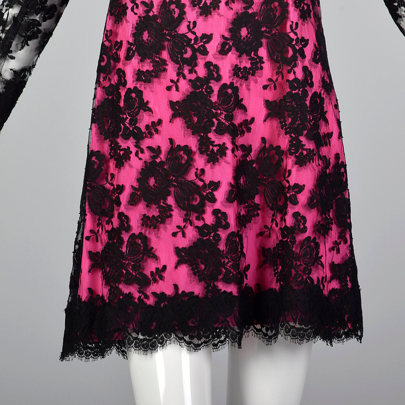 Pink dress with black lace outlet