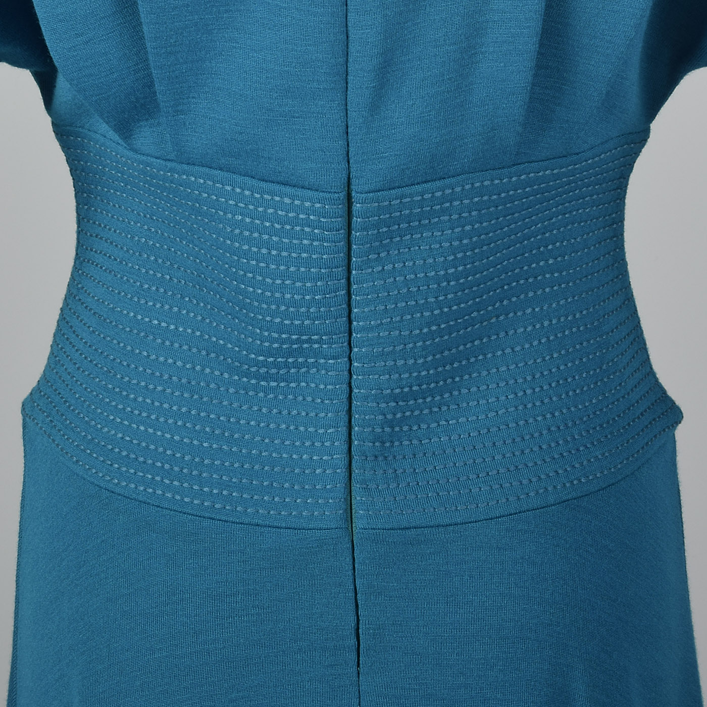 1980s Teal Wool Midi Dress
