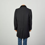 Large 1970s Coat Charcoal Black Faux Fur Double Breasted Winter