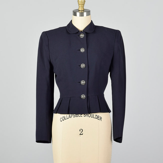 1950s Navy Blue Cropped Jacket