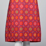 1970s Adele Simpson Red Silk Brocade Dress
