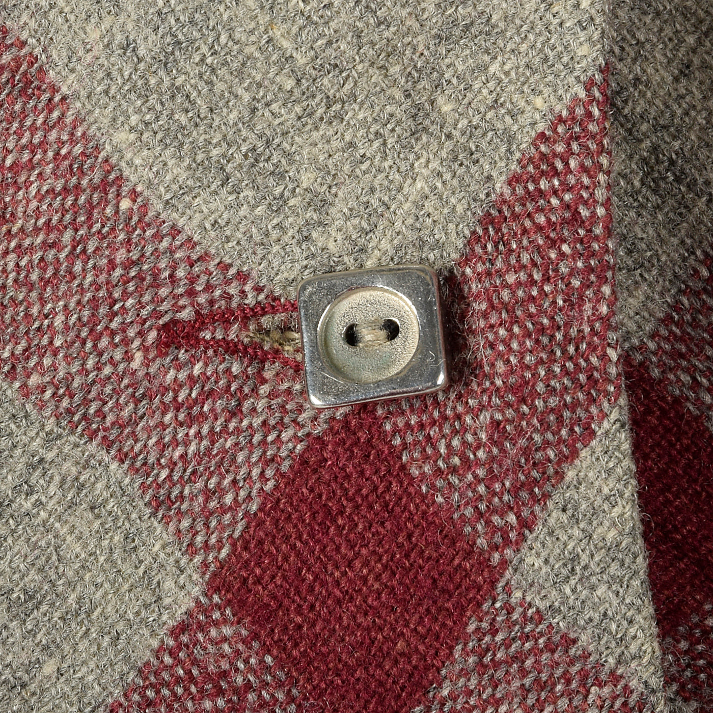 1950s Gray and Burgundy Wool Dress with Matching Scarf