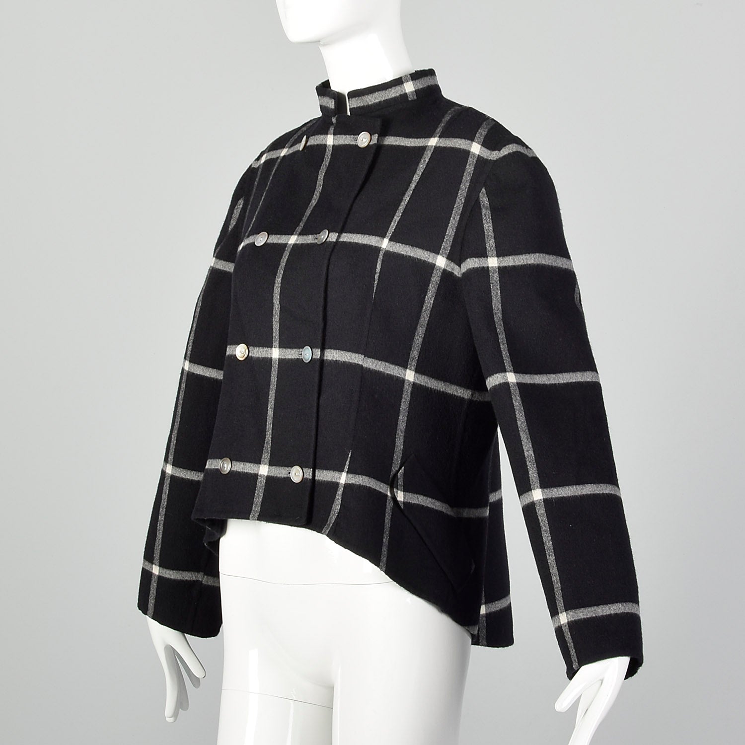 Medium Geoffrey Beene Black Check Swing Jacket