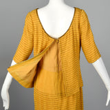 1960s Yellow Silk Dress with Beads