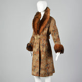 1970s Tapestry Coat with Large Fur Collar
