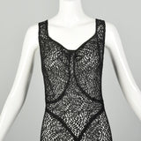 Medium 1930s Sheer Black Lace Dress Glamorous Old Hollywood