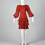 1980s Michael Novarese Red and Black Dress