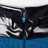 1960s Pierre Cardin Space Age Mod Blue Mohair and Black Vinyl Mini Skirt