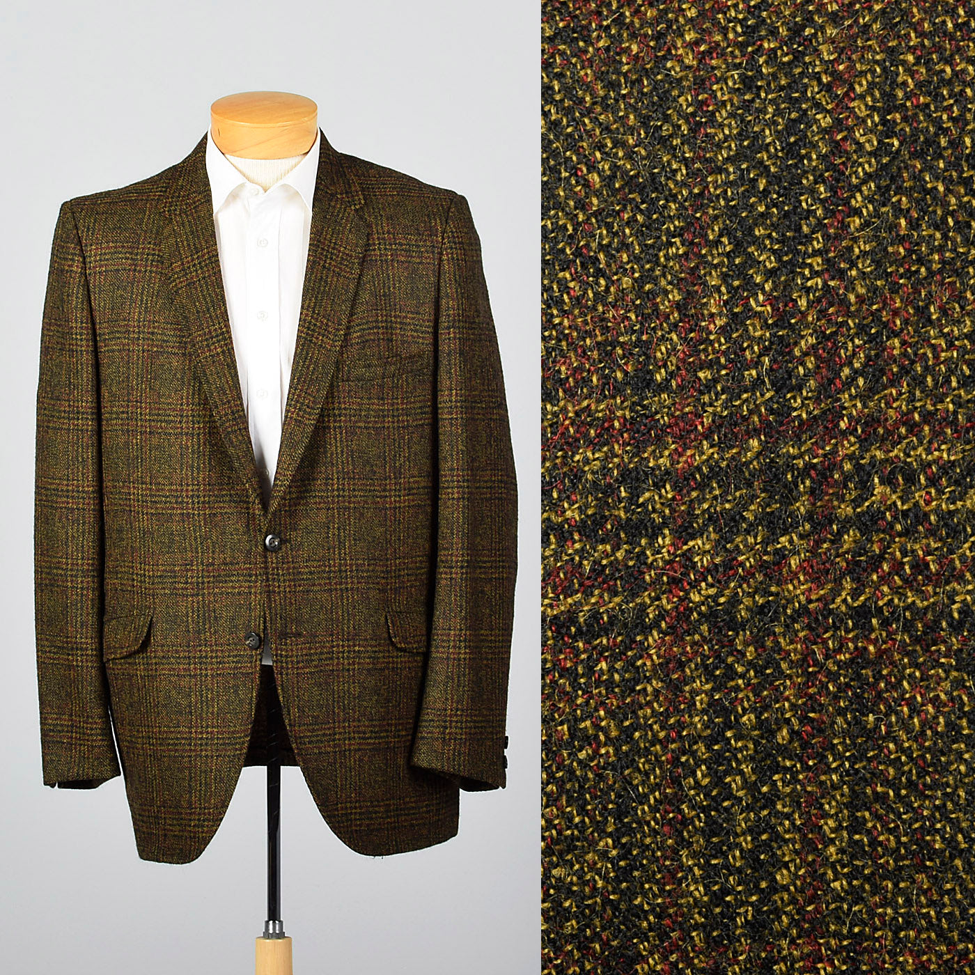 1960s Mens Mohair Jacket in Brown Plaid