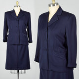 XXL 1950s Navy Gabardine Skirt Suit