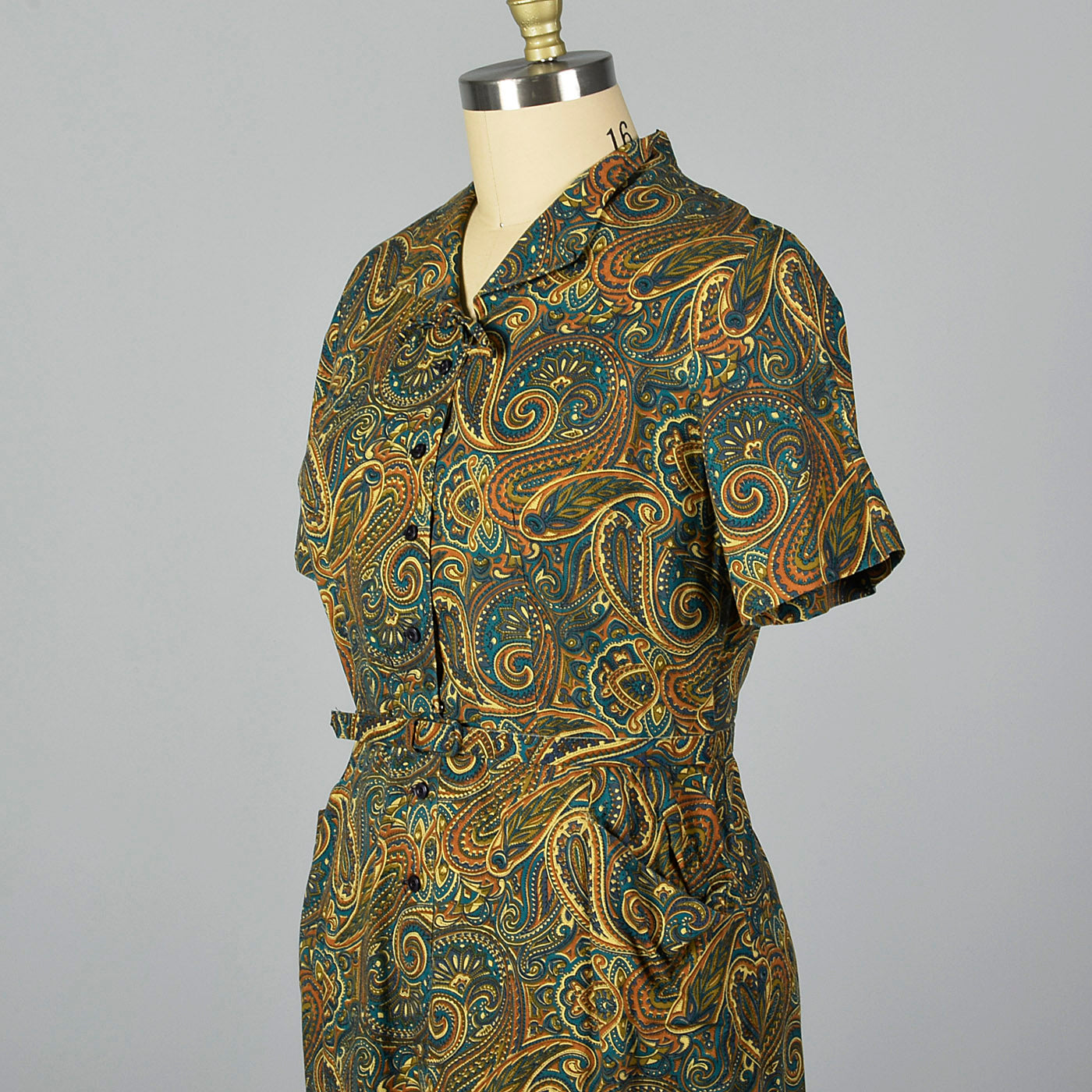 1950s Cotton Day Dress in Paisley Print