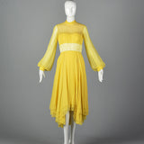 Elegant 1970s Travilla Yellow Silk Chiffon Dress