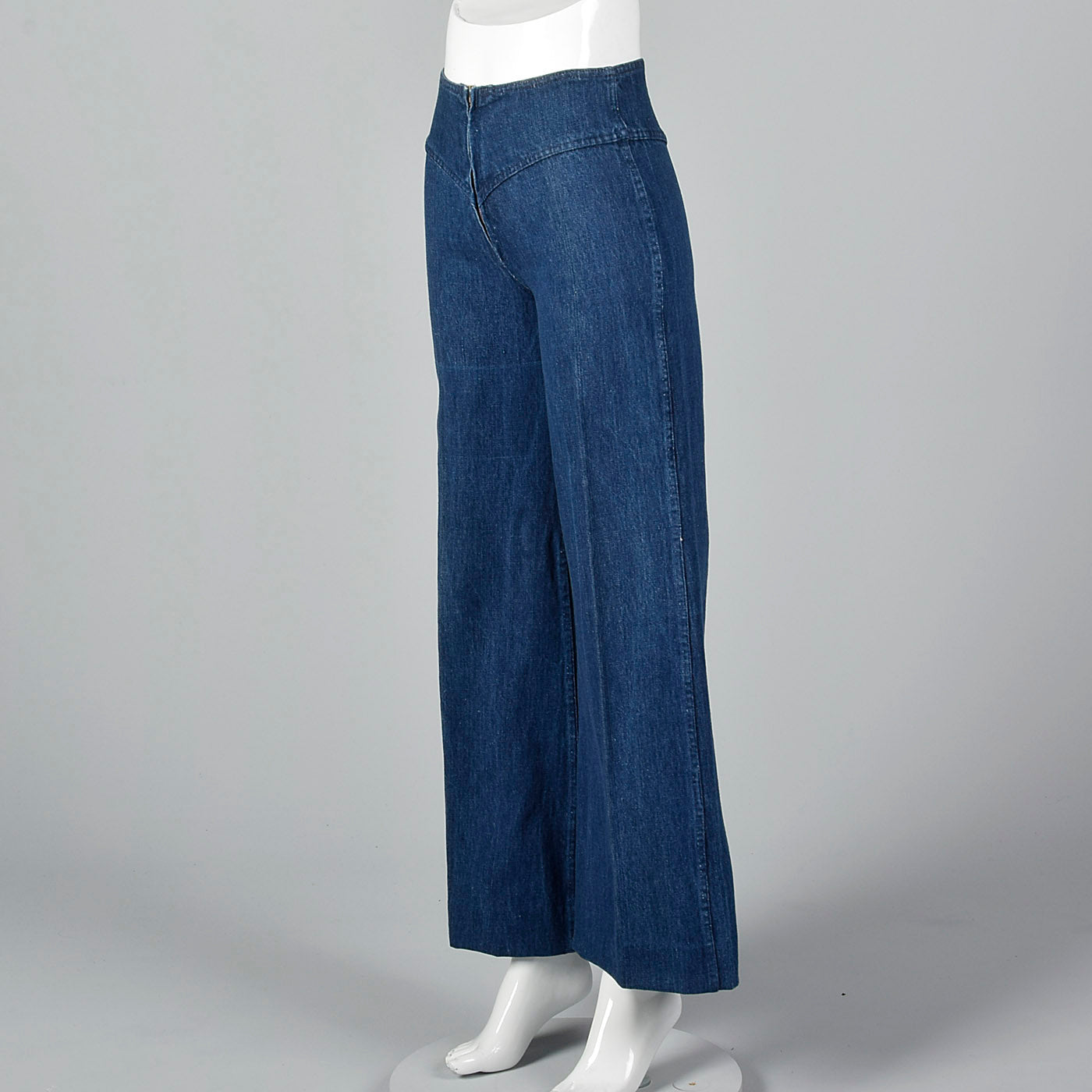 1970s Zip Front Bell Bottoms Cotton Denim