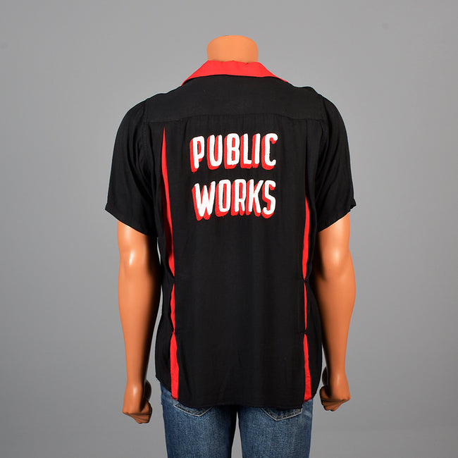 1950s Mens Public Works Bowling Shirt