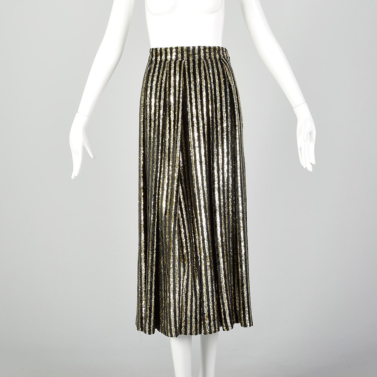 1980s Caroline Charles Gold and Black Skirt Set