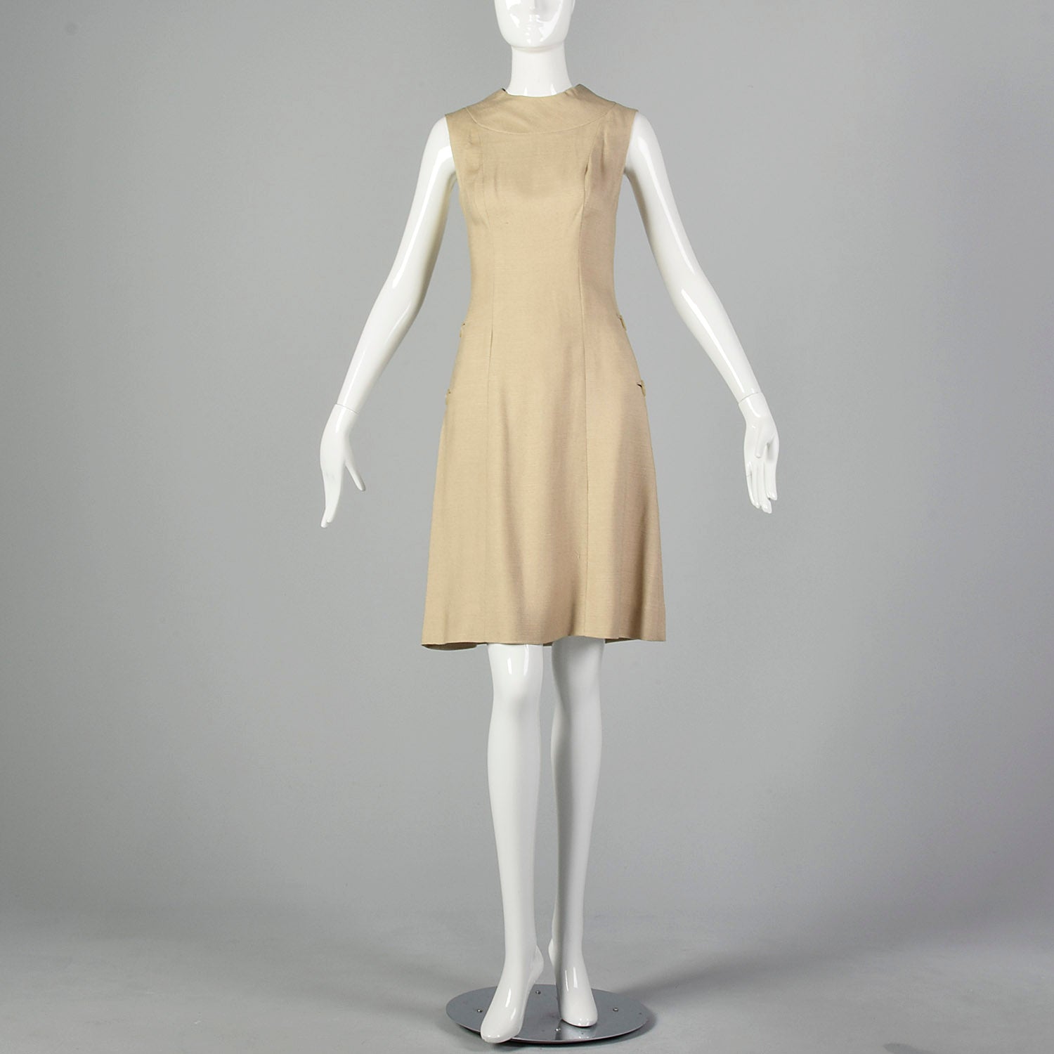 Small 1960s Tan Linen Shift Dress