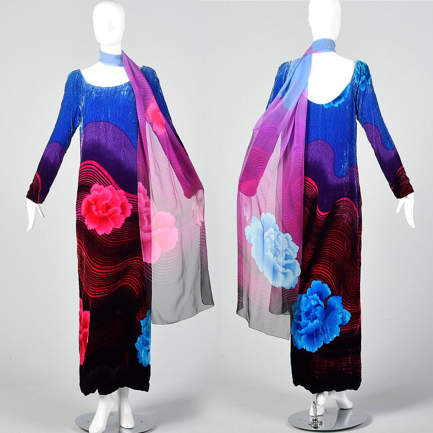 Small 1970s Velvet Maxi Tunic Dress