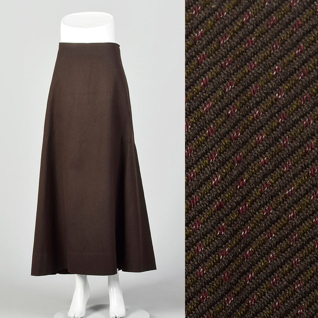 XXL 1910s Brown and Black Striped Skirt