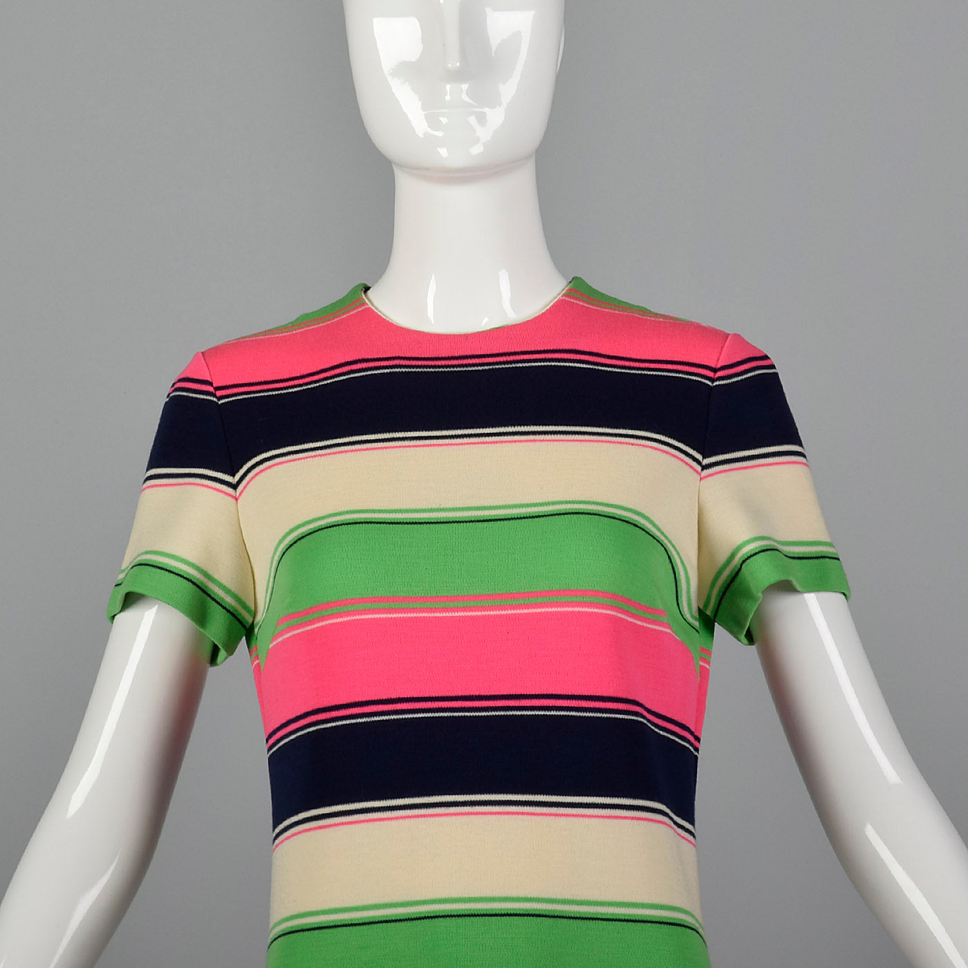 1960s Mod Striped Knit Shift Dress