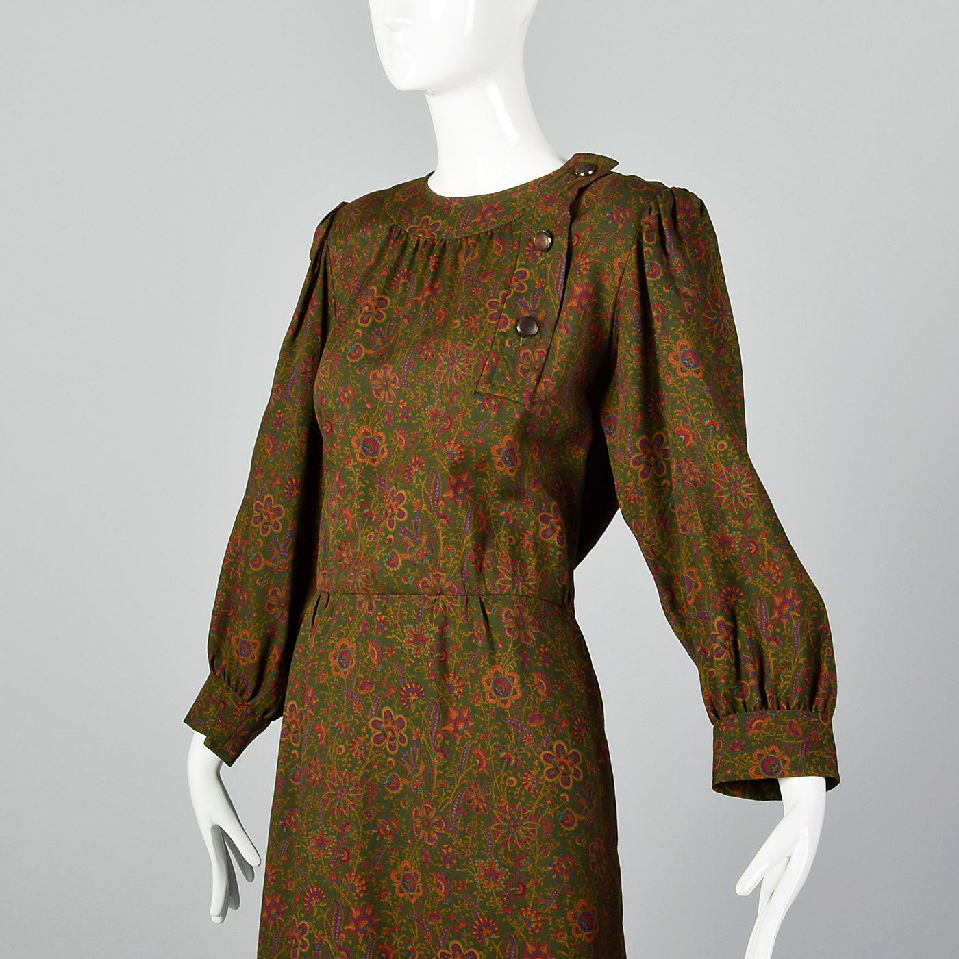 1970s Yves Saint Laurent Floral Print Dress