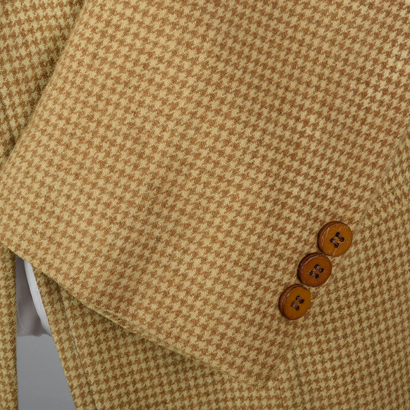 1970s Mens Houndstooth Blazer in Brown Wool