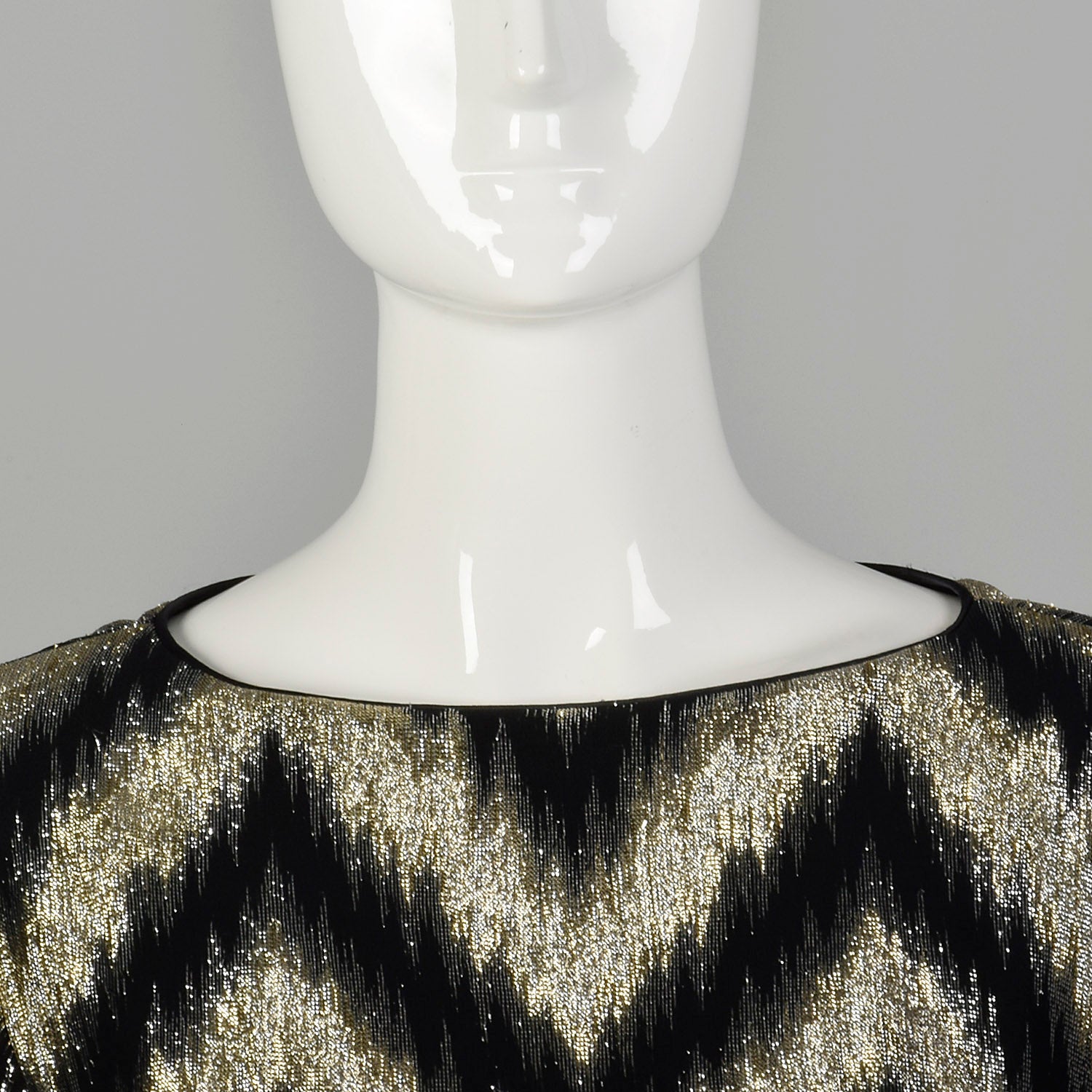 Small 1970s Metallic Kaftan Wide Sleeve Flowy Gold and Black Maxi Dress