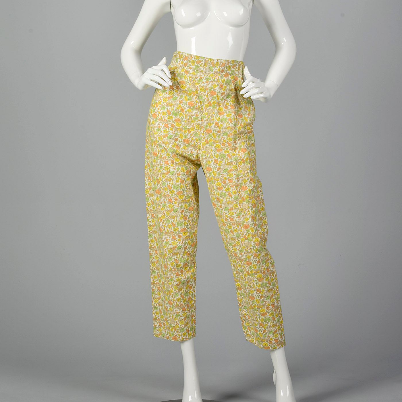 1960s Flannel PJ Set in Orange Floral Print