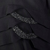 1950s Black Dress with Beaded Loops and Sash