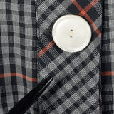 XXL 1950s Gray Cotton Day Dress Plaid Short Sleeves