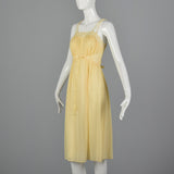 1950s Yellow Nightgown with Tie Back Waist
