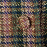 Medium 1950s Lavender Green Navy Tweed Plaid Coat Covered Buttons Winter Weight