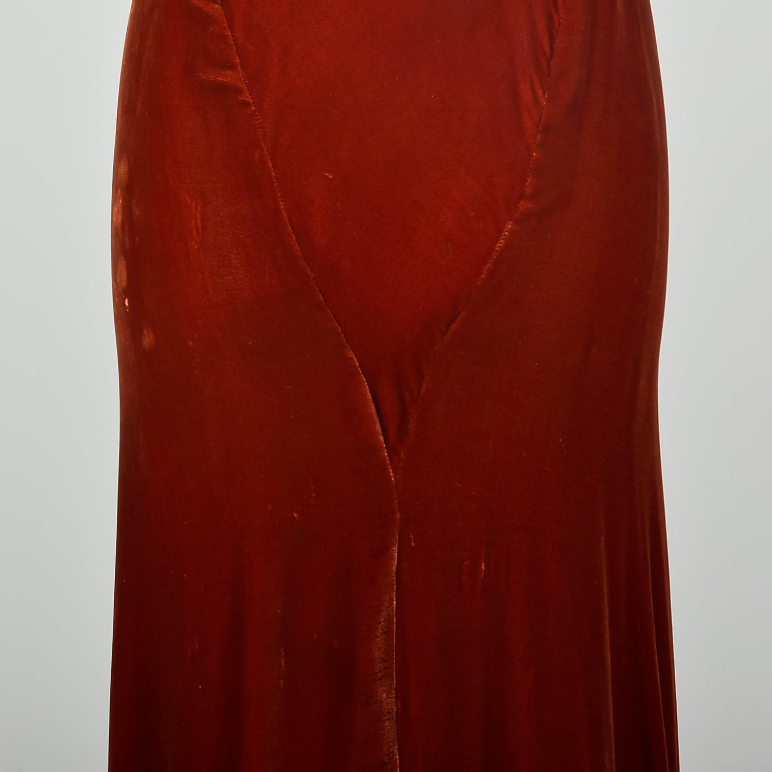 Small 1930s Silk Velvet Dress Tawny Glamorous Beaded Evening Gown Old Hollywood