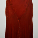 Small 1930s Silk Velvet Dress Tawny Glamorous Beaded Evening Gown Old Hollywood