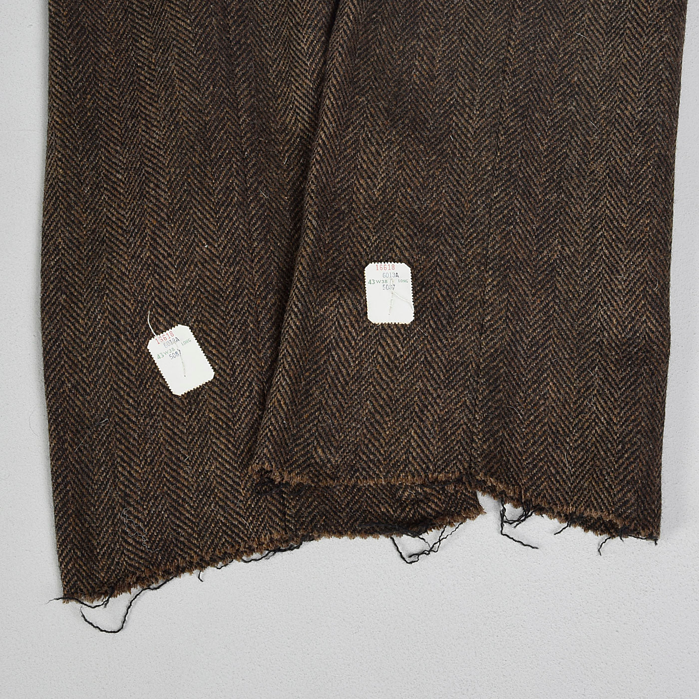 1970s Mens Deadstock Wool Pants in Brown and Black Herringbone