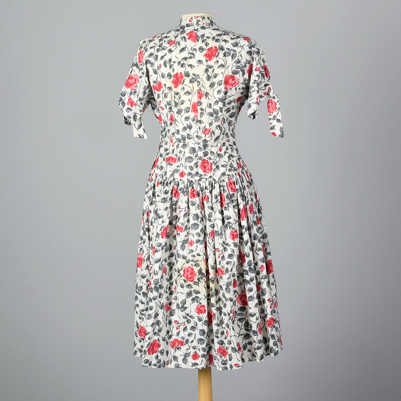 1950s Floral Print Dress with Drop Waist