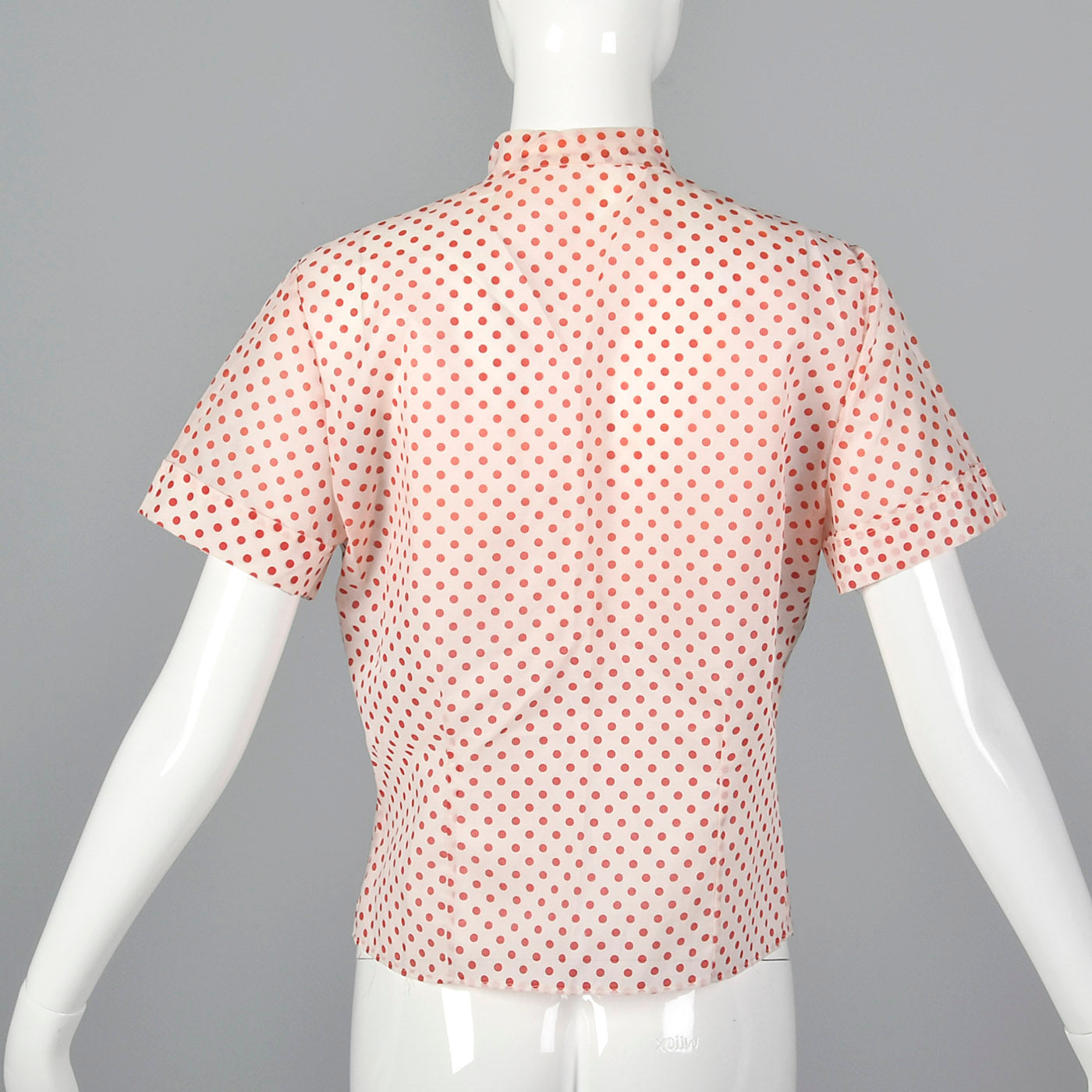 1960s White Blouse with Red Polka Dots