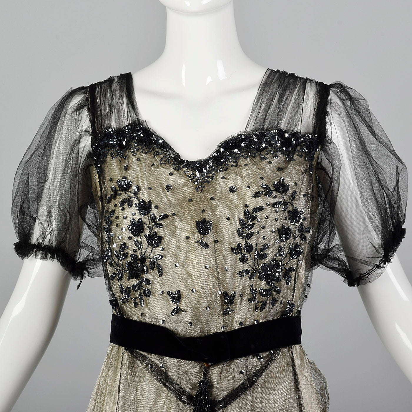 1910s Antique Belle Epoque Evening Dress