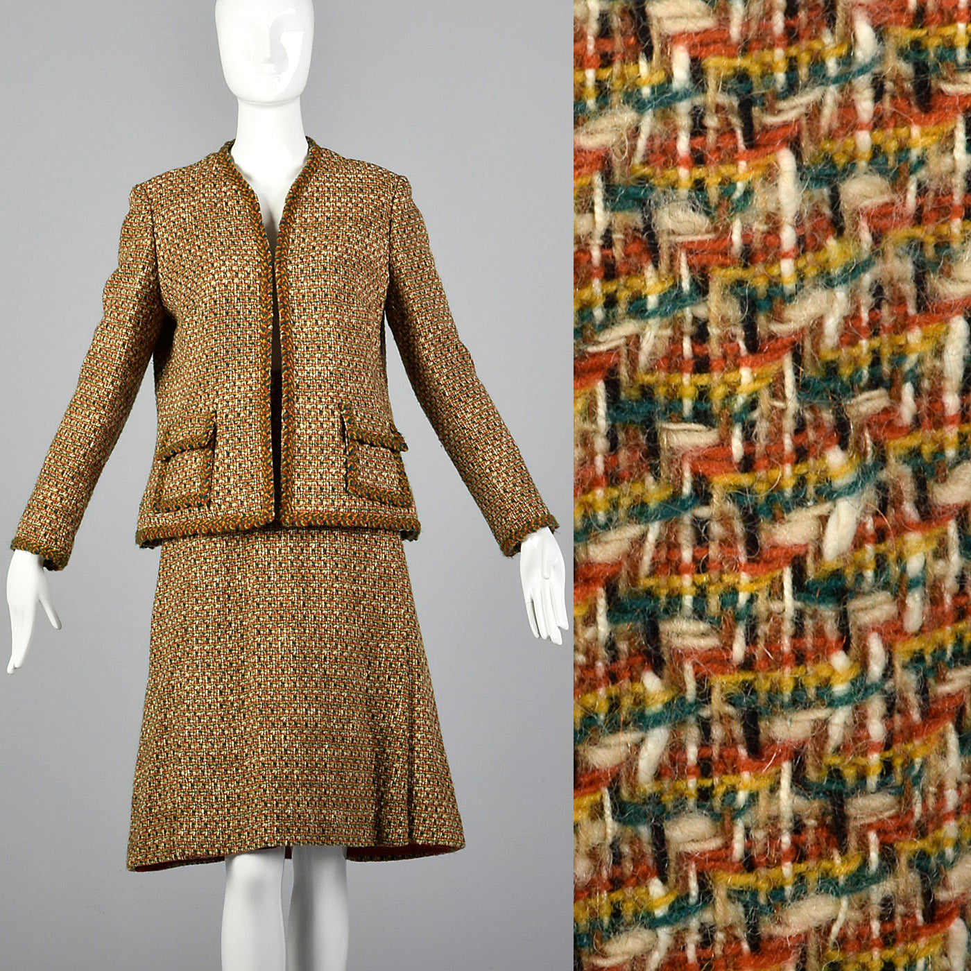 1960s Tweed Skirt Suit in Great Autumn Colors
