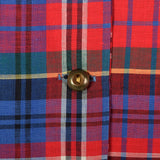 XL 1950s Red Plaid Day Dress Short Sleeve Collared Summer Shirtwaist