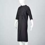 1950s Suzy Perette Avant Garde Black Wool Sack Dress
