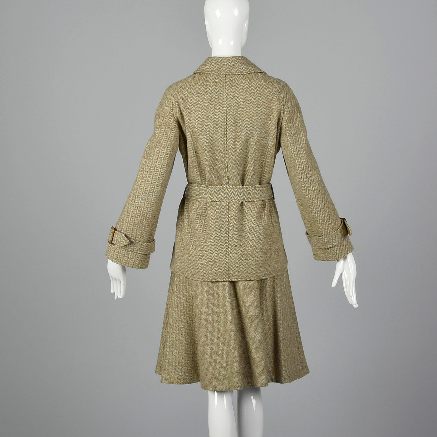 1970s Anne Klein Tweed Safari Style Suit