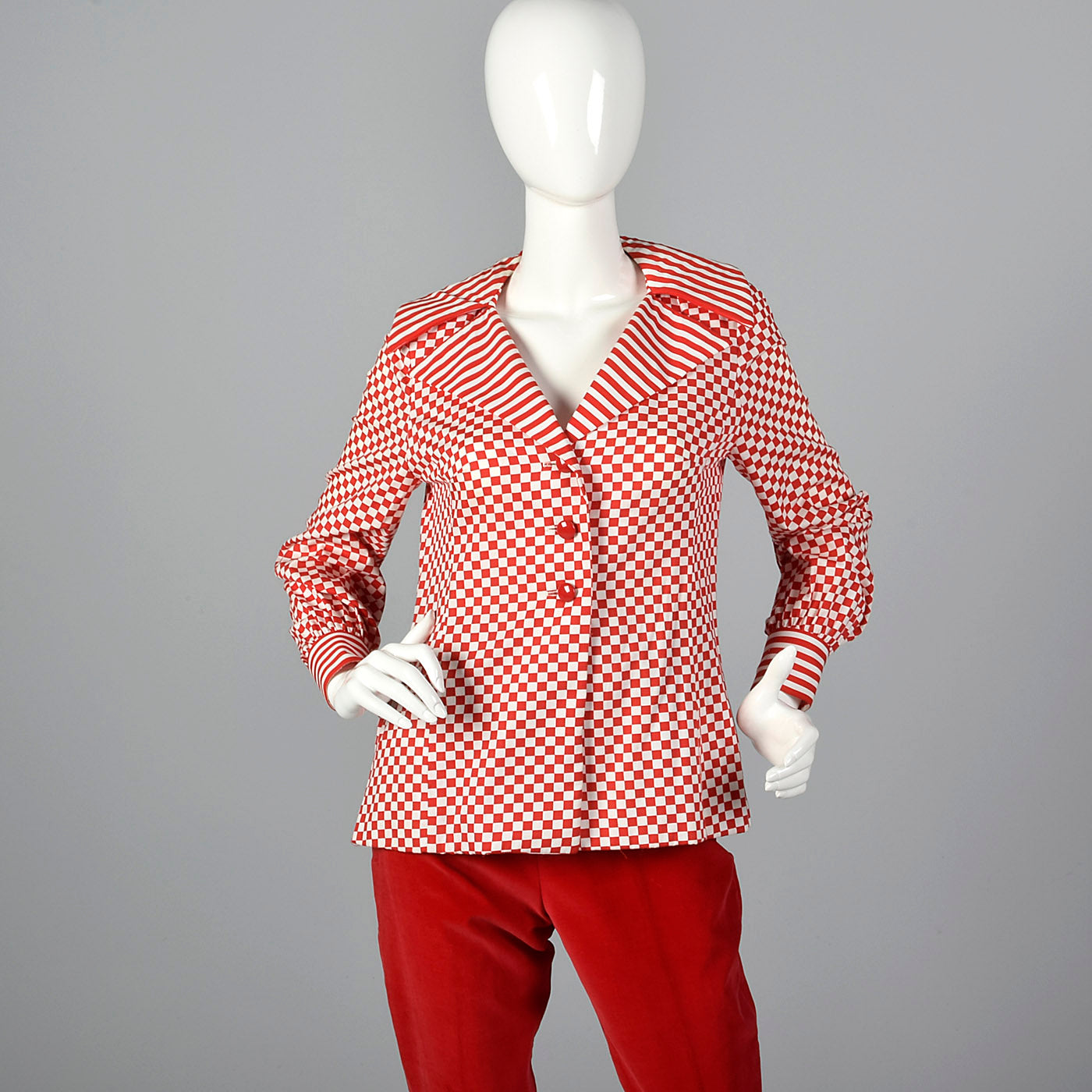 1960s Deadstock Velvet Cigarette Pants & Op Art Tunic Top Ensemble