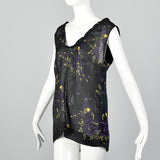 2010s Marni Green Silk and Wool Floral Top