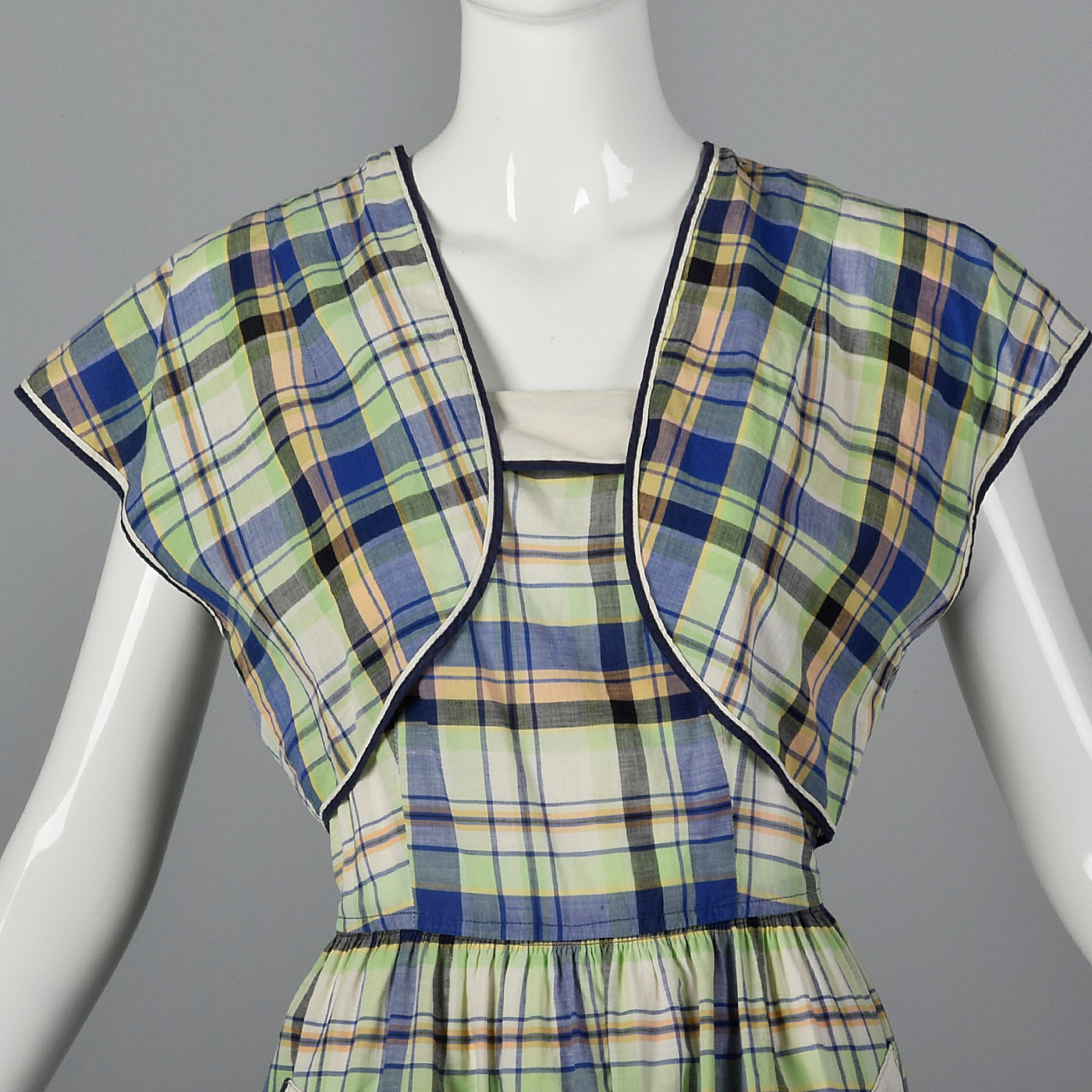 1950s Plaid Dress and Jacket with Patch Pockets