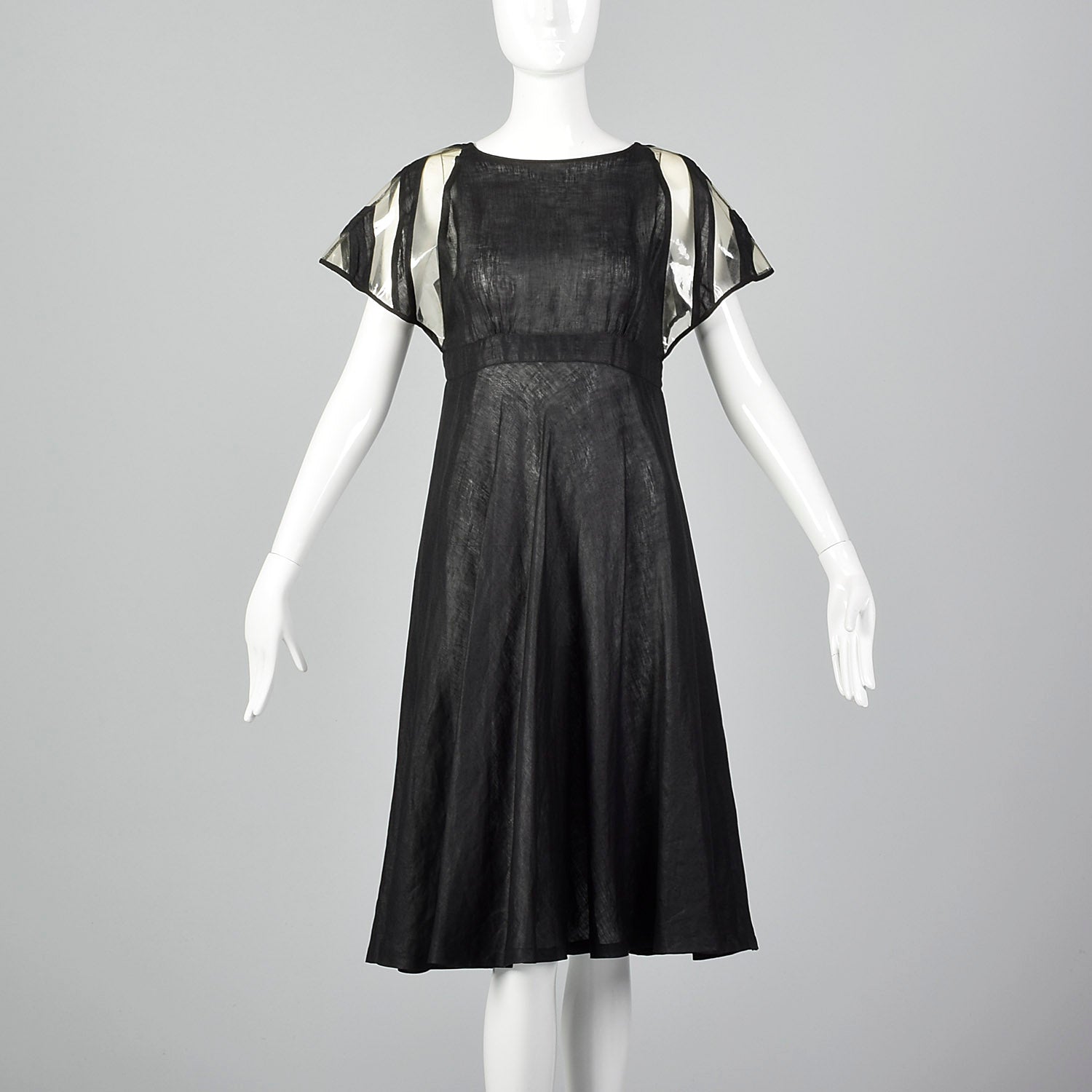 Fendi Linen Dress with Vinyl Sleeves & Split Skirt